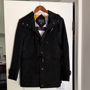 Pendleton Black Hooded Toggle Pea Coat with Lined Collar